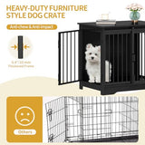 Hzuaneri 27.2" Dog Crate Furniture with Barn Door, Heavy Duty Dog Kennel Indoor with 2 Doors, Wooden Pet Cage End Table for Small Medium Dogs up to 22 lb, Anti-Chew Anti-Escape, Black DFC84304B Hzuaneri