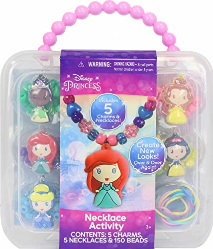 Disney Princess Necklace Activity, 160-Piece Jewelry Making Kit, Preschool Arts and Crafts, Kids Toys for Ages 3 Up Tara Toys