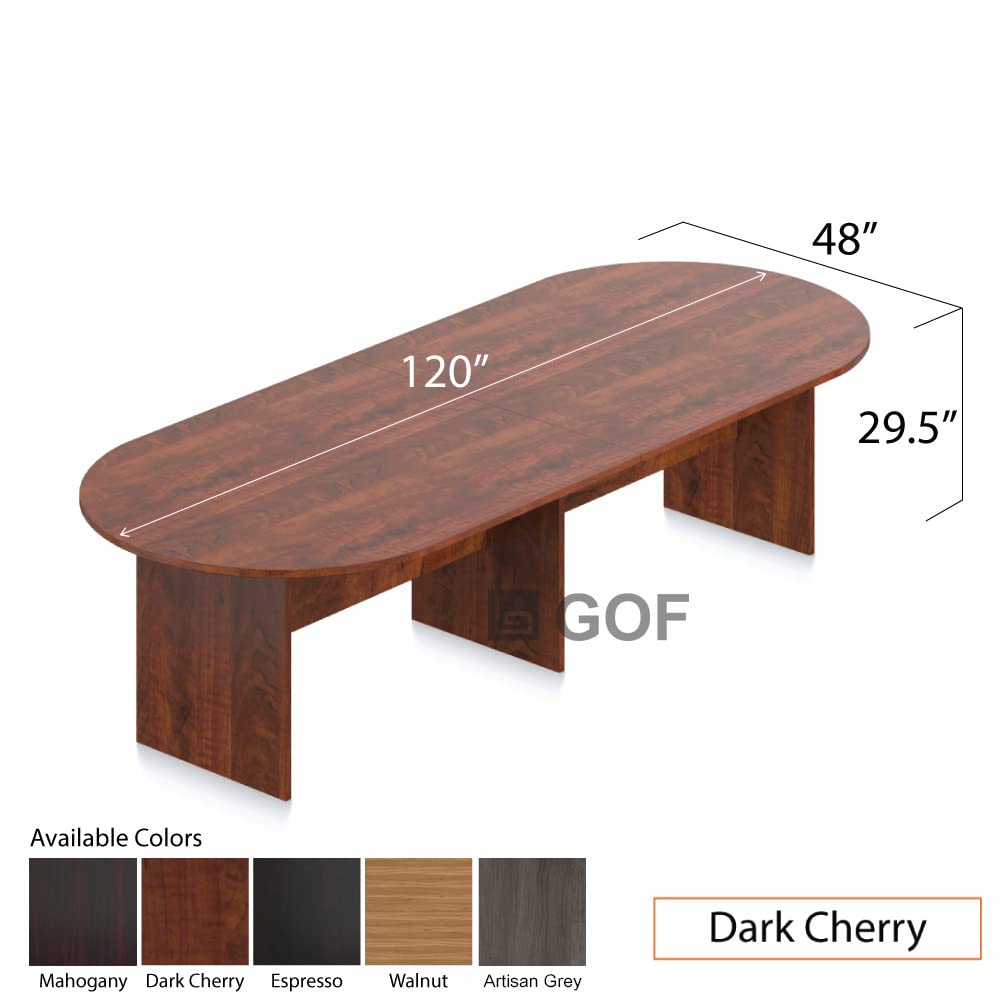 GOF 6FT, 8FT, 10FT Conference Table & Chair (G6621SHW) Set, Dark Cherry, Espresso, Artisan Gery, Mahogany, Walnut (10ft Table Only, Dark Cherry) - WoodArtSupply