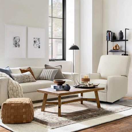 Harkawon Swivel Rocker Recliner Chair, Glider Rocker Recliner, Rocking Chair Nursery, Fabric Chair with High Back, Deep Seat, for Living Room, Bedroom, Beige Harkawon