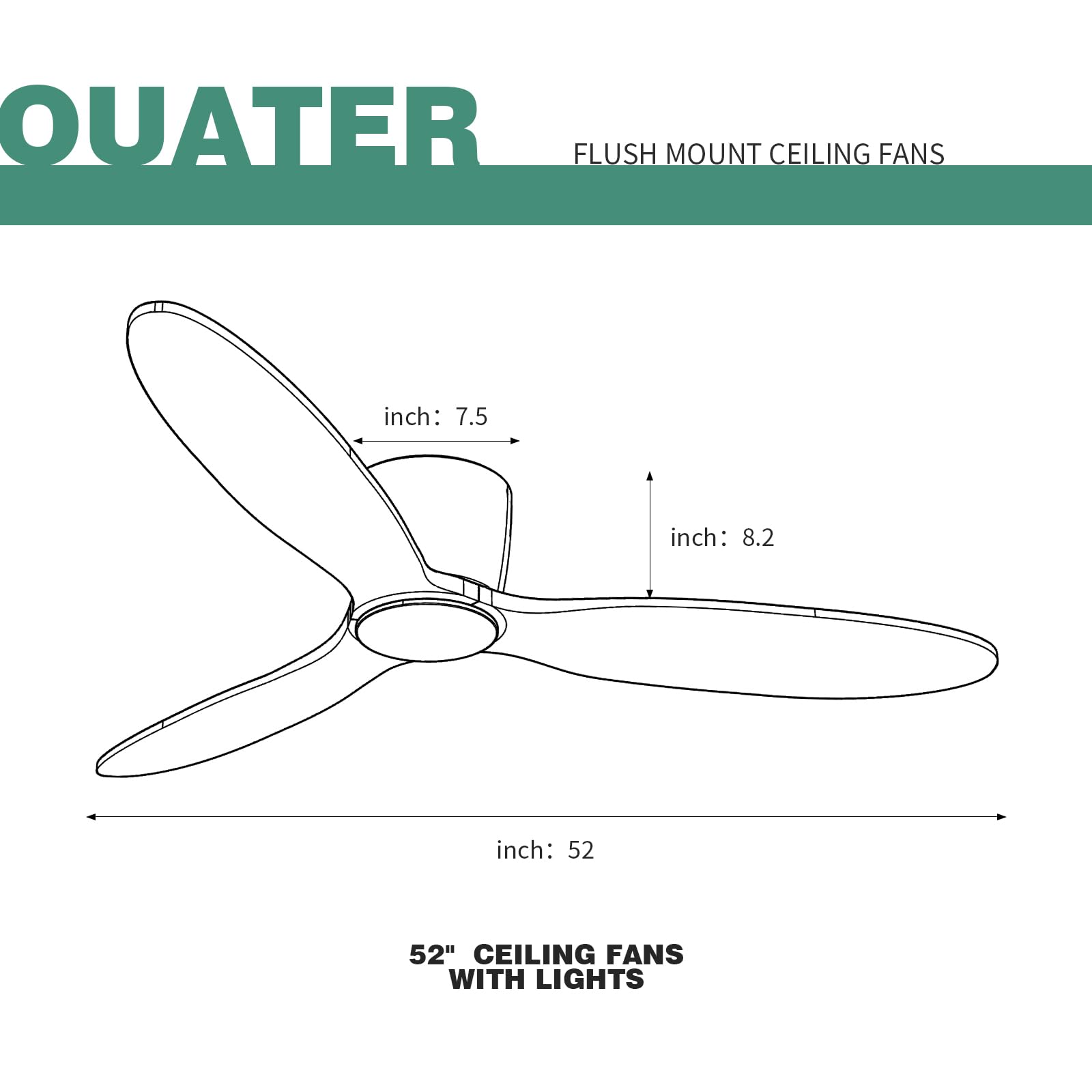 Flush Mount Ceiling Fan no light with Remote, 52 inch Low Profile Wood Ceiling Fan no light, Modern Ceiling Fan without light for Outdoor, Bedroom, Natural Wood and matte Black, DC Motor, 6 S - WoodArtSupply