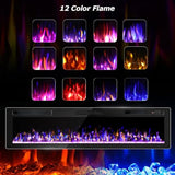 OFIKA Electric Fireplace Inserts Ultra-Thin Freestanding 750/1500W Electric Fireplace Heater Wall Mounted or Recessed Fireplace Electric with Adjustable Multicolor Flame,Timer (72 inch) OFIKA