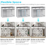 kepptory 48'' Dog Crate Furniture with Divider&Storage Drawers, Wooden Double Dog Kennel Furniture End Table with Sliding Barn Doors, White Double Dog Crate TV Stand kepptory