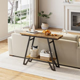 Cibert 41.3" Narrow Console Table, 2-Tier Storage Entryway Table with Faux Marble Top & Metal Frame, Sofa Table Behind Couch Table Hallway Table for Entrance Foyer Living Room Bedroom, Rusitc Brown Cibert