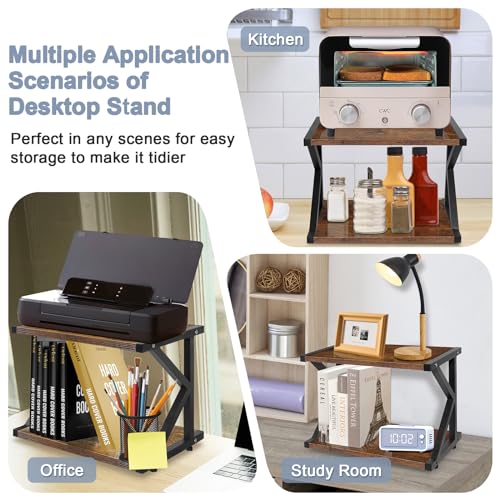 STANDNEE Printer Stand Multi-Purpose Printer Shelf for desk,Wood Stand with Storage Home Office Desktop Printer Stand with Anti-Skid Feet (1-Tier) STANDNEE