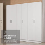 Madesa Wardrobe Armoire Closet Pantry Storage Cabinet with 6 Doors and 15 Utility Shelves 71" L Wooden Organization Unit for Bedroom, Office, Laundry Room, Kitchen, and Garage (White) Madesa