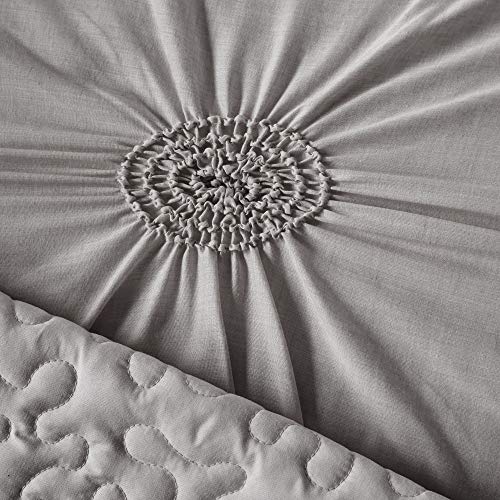 Madison Park Daybed Cover Set-Trendy Design All Season Luxury Bedding with Bedskirt, Matching Shams, Decorative Pillow, Medallion Tufted Dark Grey 75"x39" 6 Piece Madison Park
