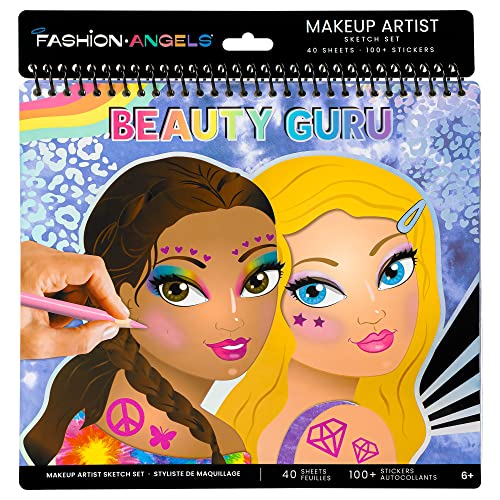 Fashion Angels Make-up & Hair Design Sketch Portfolio (11452) Sketchbook for Beginners, Sketchbook with Stencils and Stickers for Ages 6 and Up Fashion Angels
