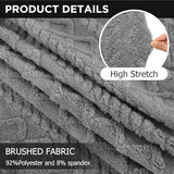 SmoothNovelty Armless Futon Cover Geometric Jacquard Plush Cover Stretch Sofa Bed Slipcover Furniture Protector Without Armrests with Elastic Bottom, Soft Jacquard Fabric Small Checks, Gray SmoothNovelty