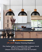 ELYONA Industrial Pendant Light, Rubber Wood Dome Hanging Lamp with 12" Hammered Metal Shade, Modern Pendant Light Fixtures for Kitchen Island, Bar, Farmhouse Dining Room, Bedroom, Hallway - Black ELYONA