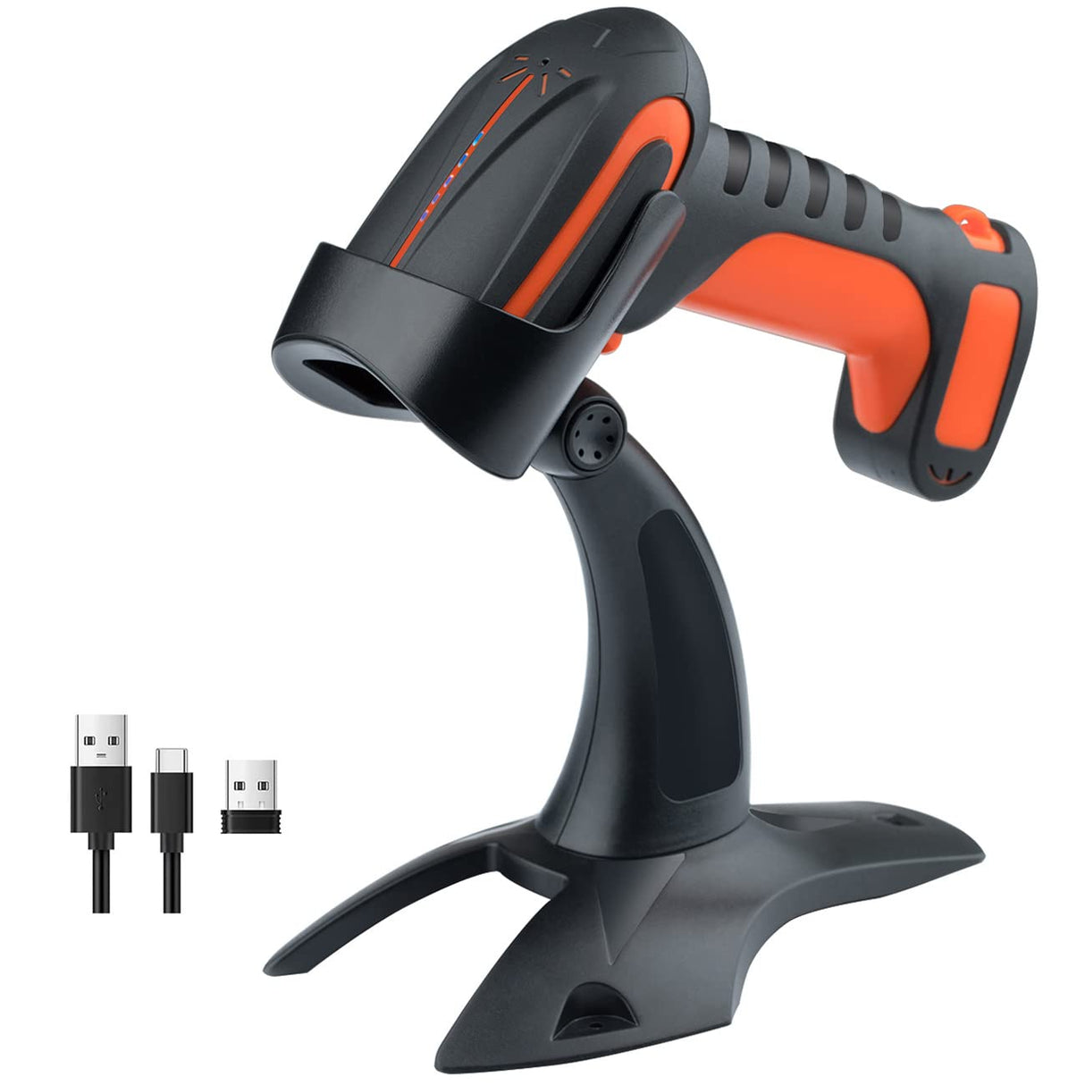 Tera Pro (Extreme Performance) Industrial Wireless Barcode Scanner 2D QR 1D Bar Code Reader 2.4G Wireless 2500mAh Compatible with Bluetooth Drop Resistant for Windows Mac Android iOS Model 8100 Orange Tera