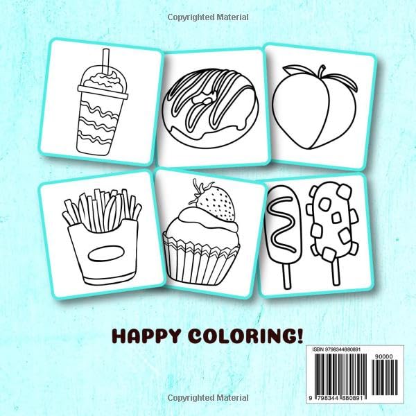 Food & Snacks Coloring Book: Coloring book for Adults and Kids, Bold and Easy, Simple and Big Designs for Relaxation Stress Relief Mindfulness Beginner Friendly WoodArtSupply