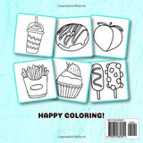 Food & Snacks Coloring Book: Coloring book for Adults and Kids, Bold and Easy, Simple and Big Designs for Relaxation Stress Relief Mindfulness Beginner Friendly WoodArtSupply