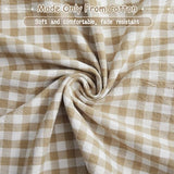 KKJIAF 4 Pieces Plaid Ruffle King Size Sheets Set, Cotton Gingham King Sheet Set Linen Feel Comfy Breathable Ruffed Plaid Bed Sheet Set with 16 Inches Deep Pocket, Taupe KKJIAF