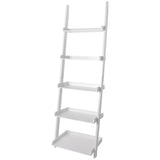 eHemco Contemporary 5-Tier Leaning Wall Ladder Bookshelf in White eHemco