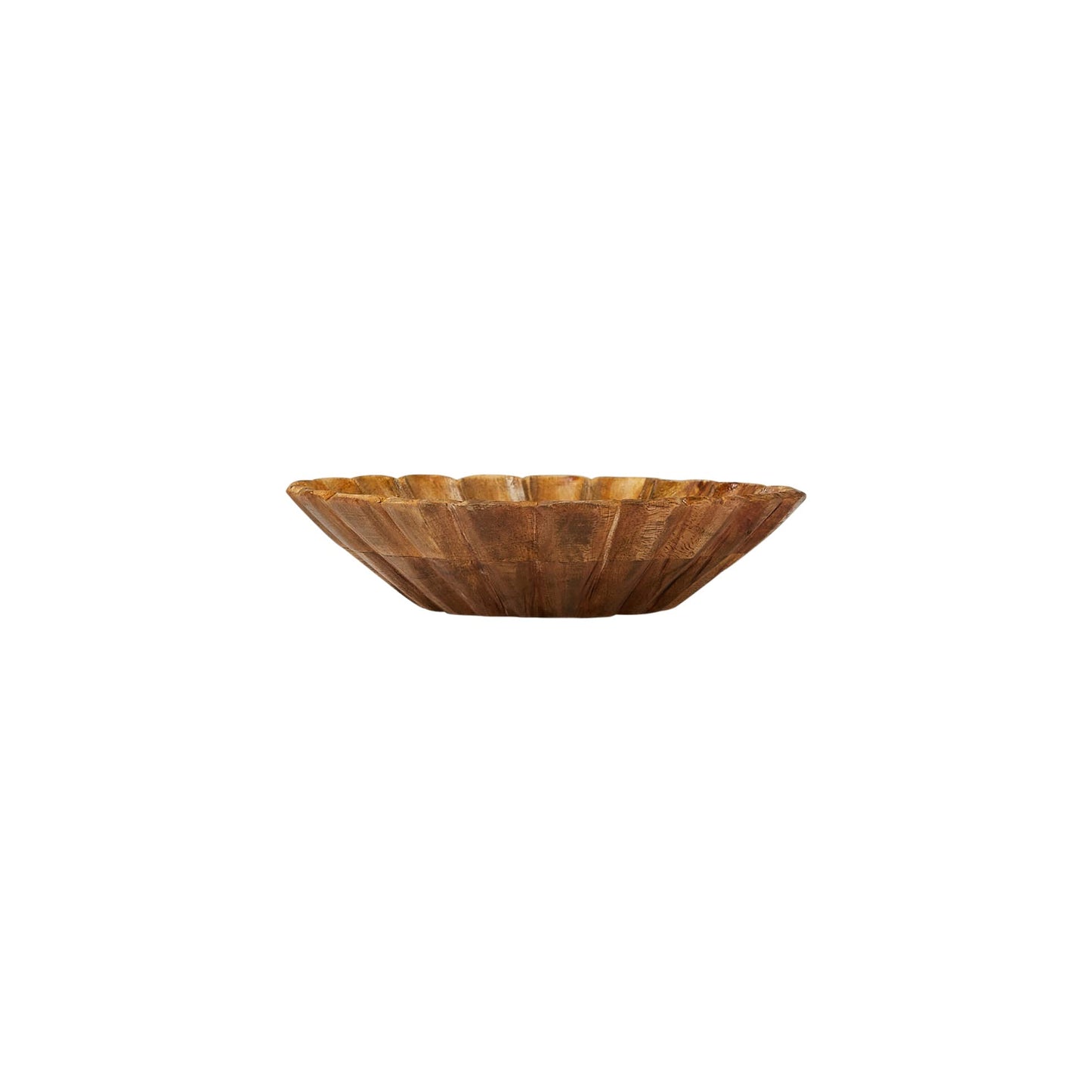 Creative Co-Op Boho Carved Wood Scalloped Edge, Natural Decorative Bowl