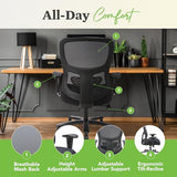 HON Sadie Big and Tall Office Chair, Ergonomic Desk Chair with Mesh Back, Lumbar Support, 350 lb Max, Black HON