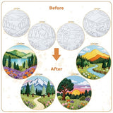 BEUNITONE 4 Set Embroidery Kit for Beginners, Beautiful Forest Scenery Patterns Cross Stitch Kits, Needlepoint Kits for Adults with Hoop, Hand Embroidery Patterns for Cloth and Home Decor