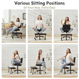 Criss Cross Legged Office Chair with Wheels,Swivel Meditation Chair for ADHD,Ergonomic Cross Legged Desk Chair with Thicken Adjustable Footstool,PU Sitting Fidgeting Kneeling Chair for Home Yoga Black BIGGARSIT