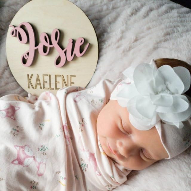 Baby Name Announcement Disc, Personized Sign For Photo Props, Hospital Name Sign, Baby Shower Gift - WoodArtSupply