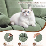 cinkehome Large Power Lift Recliner Chair for Elderly with Extended Footrest, Deep Seat Electric Lift Chairs, Easy Remote, Cup Holders, Side Pocket, Soft Snowflake Fleece, Green