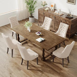 COLAMY Fabric Side Dining Chairs Set of 6, Wingback Upholstered Dining Room Chairs with Tufted Button, Living Room Chairs for Home Kitchen, Beige COLAMY