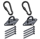 Branded Boards Heavy Duty Black or Silver 1000lb Load Hammock Hanging Kits with Locking Carabiner Snap Hooks, for Trees, Ceilings, Walls, Porches, Posts (Diamond-Plate-Hammock-Kit-Black) Branded Boards
