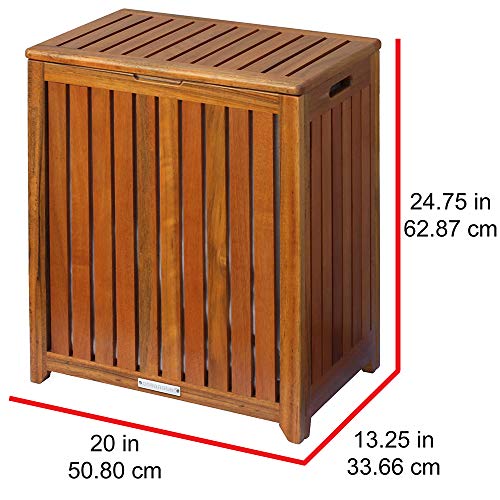Oceanstar Solid Wood Spa Laundry Hamper 24.75 in high x 20 in Wide x 13.25 in deep, Brown Oceanstar