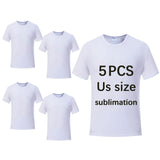 OKBA 5 pcs Sublimation Blank T-Shirts Round Collar Short Sleeves Adult White Polyester t Shirts (X-Large) OKBA
