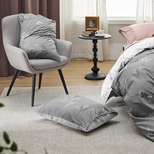 Bedsure Duvet Cover King Size - Reversible Floral Duvet Cover Set with Zipper Closure, 3 Pieces Grey Bedding Set with 8 Corner Ties and 2 Pillowcases 20"x36" Bedsure
