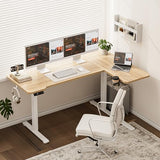 Acrolix 59 Inch L Shaped Standing Desk Adjustable Height, Electric Corner Standing Desk, Sit Stand Computer Table with Reversiable Splice Board,Light Rustic Brown Acrolix