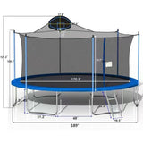 1500 LBS 16FT Outdoor Trampoline for Kids and Adults with Safety Enclosure Net (Blue) Awlstar