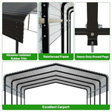 NUGRIART 12 x 20 FT Metal Carport with Heavy Duty Galvanized Steel Roof & Durable Frame, Metal Car Garage, Sturdy Canopy Shelter for Car, Truck, Pickup, SUV, Tractor, and Boat NUGRIART