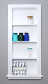 Fox Hollow Furnishings 14x36 Aiden Recessed Wall Niche Medicine Cabinet Replacement, in The Wall Bathroom Cabinet Insert Shelf/Shelves, Made in North America, Real Wood, NO MDF, Plain, White Fox Hollow Furnishings