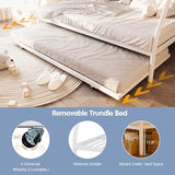 SUNLEI Metal Bunk Beds with Double Secured Ladders, Twin Over Full Bunk Bed with Surrounded Safety Guardrails, Space Saver Twin Beds, Noise Free for Small Bedroom, with Trundle, White SUNLEI