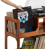 Crosley Furniture Asheville Mid-Century Modern Media Console Record Player Stand, Storage for Vinyl Records, Walnut, Medium Crosley Furniture