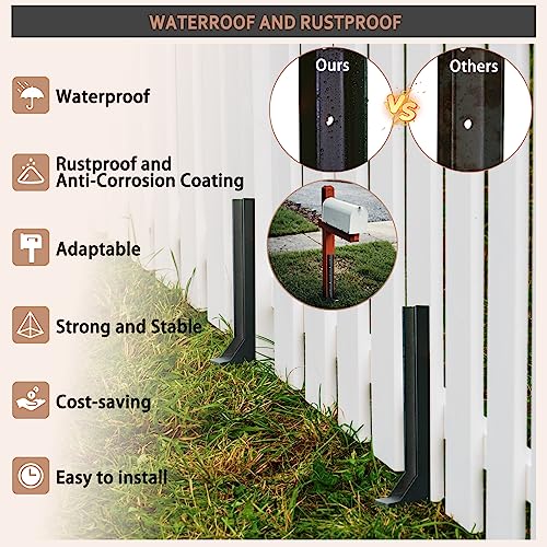 Fence Post Repair Steel Stakes: Anchor Ground Spike 2 Pack Support Bracket for Wood Fence Mender Kit WENKIP