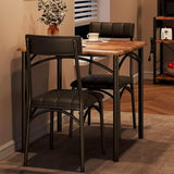 2-Person Dining Table Set (3 Pieces) - Square Kitchen Table & Cozy Upholstered Chairs,Ideal Small-Space Dining Set for Apartments, Studios,Practical 2-Seater Table Set for Kitchen/Dining Areas,Brown. Sunvasagoo
