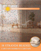 Erfolkerz 38 Strands Beaded Curtain for Doorways -35.4"x79"- Handmade Natural Beaded Curtains，Boho Doorway Wood and Bamboo Bead Curtain-As Insect Screen/Room Divider Erfolkerz