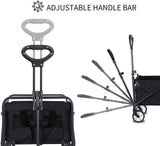 Collapsible Foldable Wagon, Beach Cart Large Capacity, Heavy Duty Folding Wagon Portable, Collapsible Wagon for Sports, Shopping, Camping (Black) iHomey