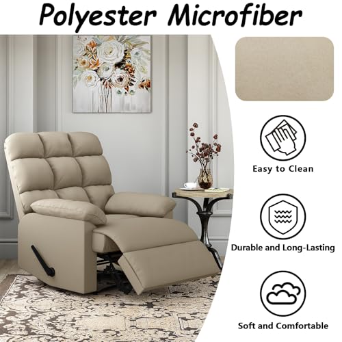 Relaxing Lazy Boy Recliner Chair for Adults,Small Recliners for Small Spaces,Manual Recliner Chair for Bedroom,Relaxing Reclining Chair with Backrest & Footrest for Living Room,Overstuffed (Khaki)