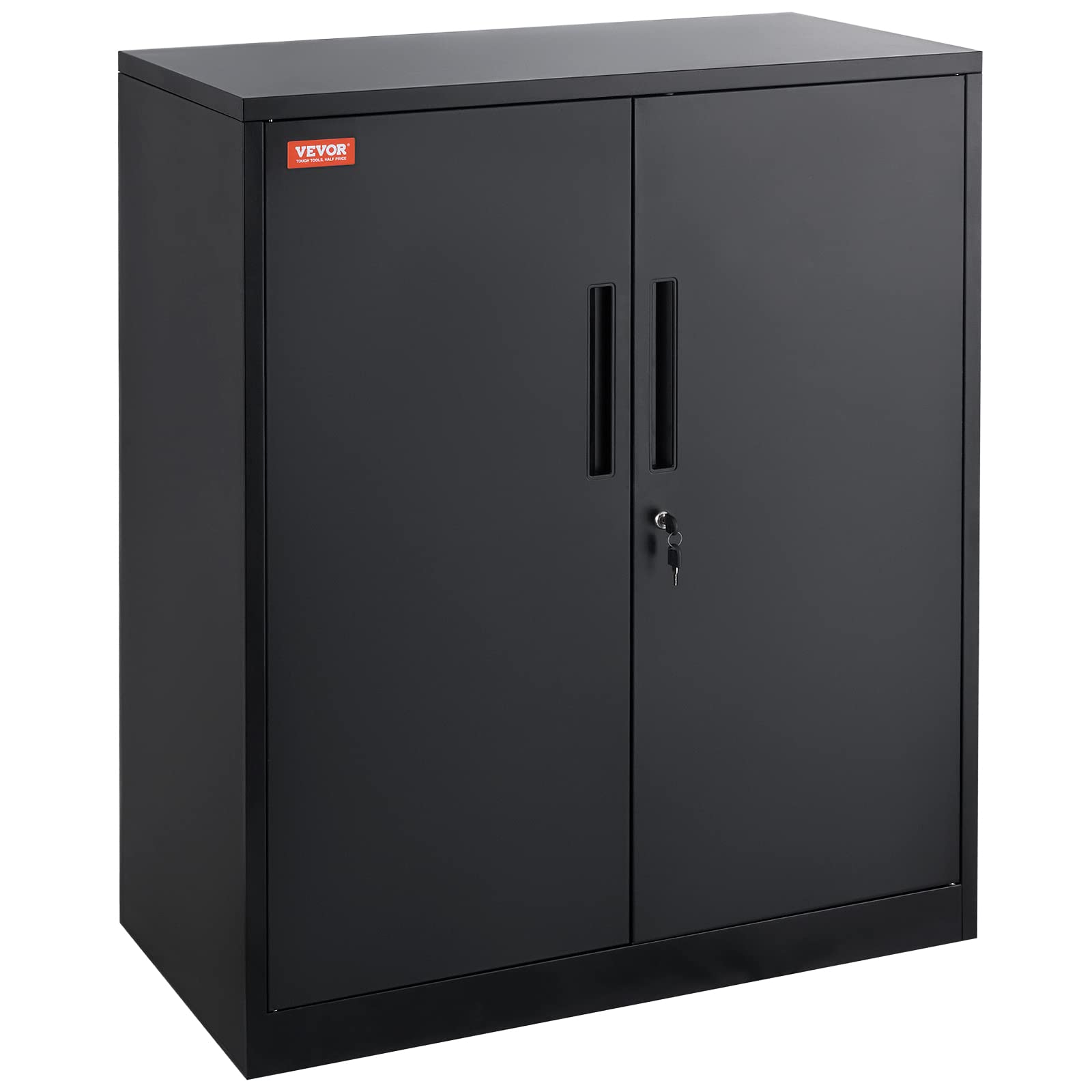 VEVOR Metal Storage Cabinet with 2 Magnetic Doors and 2 Adjustable Shelves, 200 lbs Capacity per Shelf, Locking Steel Storage Cabinet, 42'' Metal Cabinet with 3 Keys, for Home, Office, Garage - WoodArtSupply