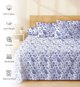 RUVANTI 6 Pcs Cotton Sheets - 100% Natural Cotton Soft, Lightweight & Breathable Crispy Percale Bed Sheets, Queen Sheet Set 16" Deep Pockets, Wild Flower RUVANTI