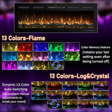 Mystflame 50 Inch WiFi-Enabled Recessed Electric Fireplace Inserts with Log Speaker,Alexa/Google Compatible,Wall Mounted & Freestanding Fireplace Heater,13 Adjustable Colors,5 Brightness Levels,Timer Mystflame