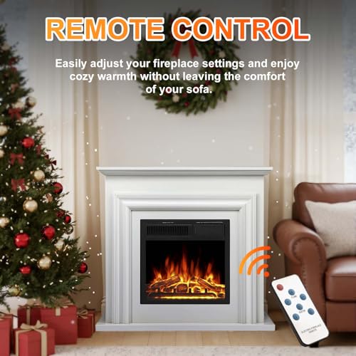 Xbeauty 36" Electric Fireplace with Mantel, Freestanding Fireplace Heater with Remote Control, 5-Level Adjustable Flame Brightness, 750W/1500W Dual Heating Modes for Living Room,Pearlwhite Xbeauty