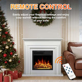 Xbeauty 36" Electric Fireplace with Mantel, Freestanding Fireplace Heater with Remote Control, 5-Level Adjustable Flame Brightness, 750W/1500W Dual Heating Modes for Living Room,Pearlwhite Xbeauty