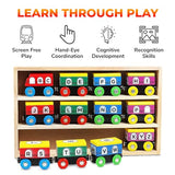 On Track USA Wooden Train Set ABC Magnetic Trains for Toddlers 12 Pieces, Compatible with All Train Track Accessory Sets, Alphabet and Numbers Toy Trains for Boys and Girls On Track USA