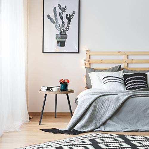 LITA Log Desktop Round Side End Table, Indoor Outdoor Wooden Tray Nightstand Table with Metal Stand for Living Room Bedroom Office Small Spaces (M) LITA
