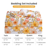 Mooreeke Floral Duvet Cover Twin Size, 2 Piece Pink & Yellow Flower Patterned Duvet Cover Set with Zipper Closure, Soft & Breathable Microfiber Bedding Set with 4 Corner Ties and 1 Pillow Sham Mooreeke