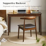 Cttasty Office Chair, Wood Desk Chair with Upholstered PU Leather, Computer Chair, Modern Dining Chair, Mid Century Dining Chair, Wood Accent Chair,Walnut Chair Cttasty